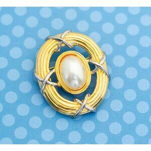 Vintage Victorian Gemstone Gold Tone Brooch - M14